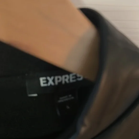 Faux black top in large like new!  Puff sleeves great with black jeans! - Picture 3 of 6